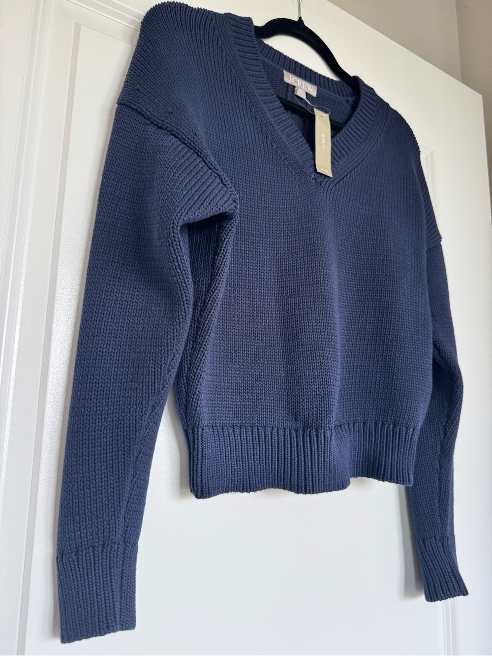 J. CREW Women’s Cotton-blend V-neck pullover sweater Navy Size XS CR357 *notes*